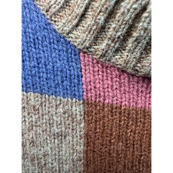 70s patchwork shetland wool M unisex vintage Jack Henry sweater grandpa preppy - Picture 4 of 9